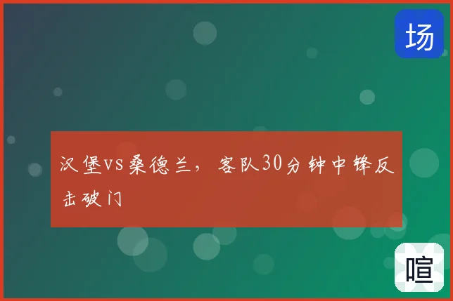 汉堡vs桑德兰，客队30分钟中锋反击破门